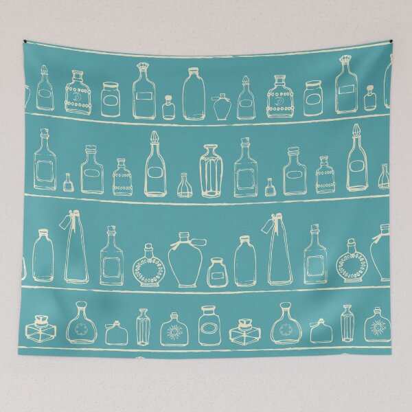 Item preview, A witches apothecary - sketched bottles on shelves designed and sold by Goddessart.