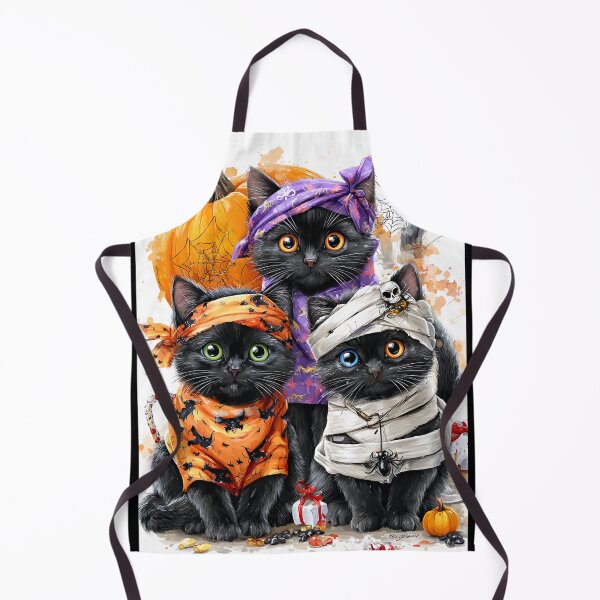 Item preview, Black Cats in Halloween Costumes – Adorable Mummy Kittens with Pumpkins and Spooky Background designed and sold by Grafititee.