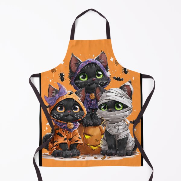 Item preview, Black Cats in Halloween Costumes – Adorable Mummy Kittens with Pumpkins and Spooky Background designed and sold by Grafititee.