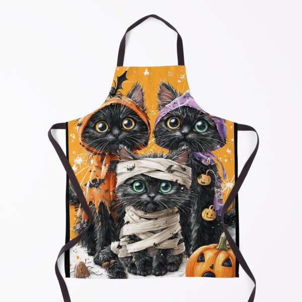 Item preview, Black Cats in Halloween Costumes – Adorable Mummy Kittens with Pumpkins and Spooky Background designed and sold by Grafititee.