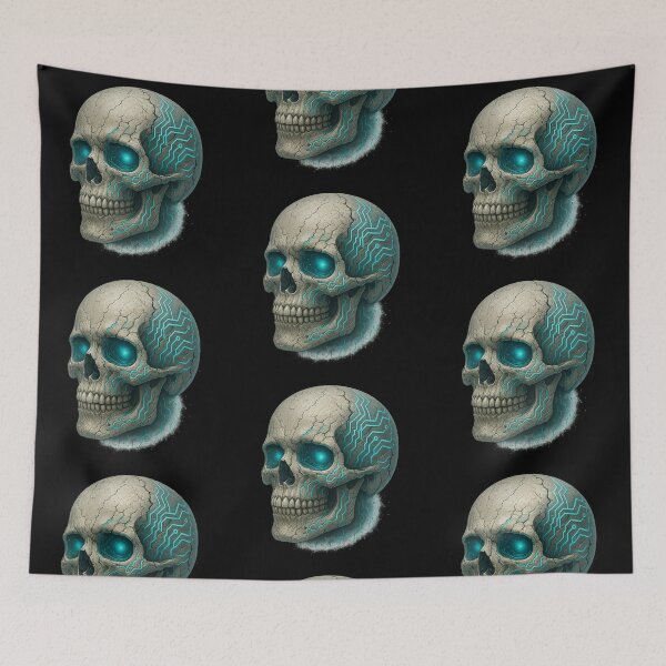 Item preview, Neon magenta and cyan skull designed and sold by LaNadaYFundante.