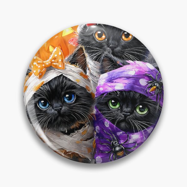 Item preview, Black Cats in Halloween Costumes – Adorable Mummy Kittens with Pumpkins and Spooky Background designed and sold by Grafititee.