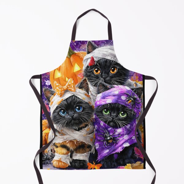 Item preview, Black Cats in Halloween Costumes – Adorable Mummy Kittens with Pumpkins and Spooky Background designed and sold by Grafititee.