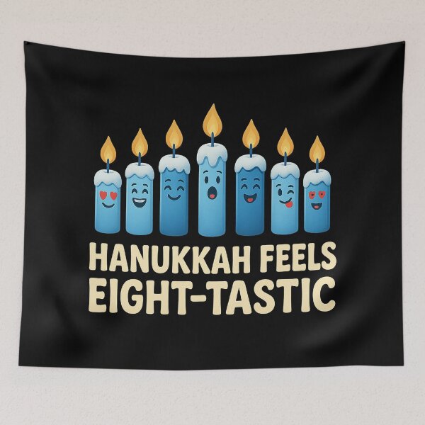 Item preview, Hanukkah Feels Eight-Tastic – Cute Blue Candle Characters Funny Jewish Holiday Design designed and sold by AddictiveDesign.