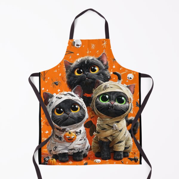 Item preview, Black Cats in Halloween Costumes – Adorable Mummy Kittens with Pumpkins and Spooky Background designed and sold by Grafititee.