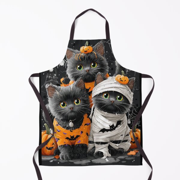 Item preview, Black Cats in Halloween Costumes – Adorable Mummy Kittens with Pumpkins and Spooky Background designed and sold by Grafititee.