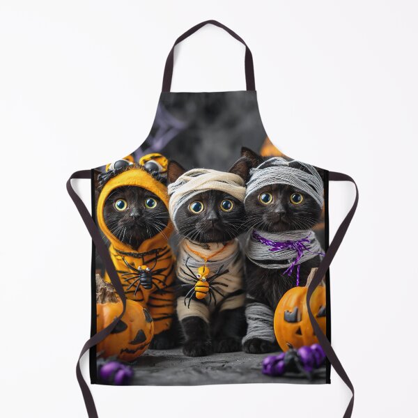 Item preview, Black Cats in Halloween Costumes – Adorable Mummy Kittens with Pumpkins and Spooky Background designed and sold by Grafititee.