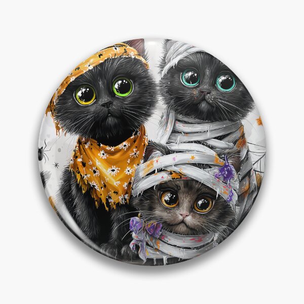 Item preview, Black Cats in Halloween Costumes – Adorable Mummy Kittens with Pumpkins and Spooky Background designed and sold by Grafititee.