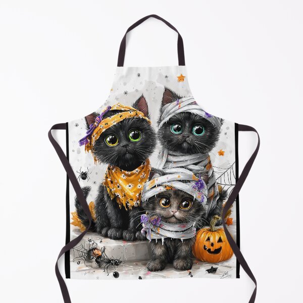 Item preview, Black Cats in Halloween Costumes – Adorable Mummy Kittens with Pumpkins and Spooky Background designed and sold by Grafititee.