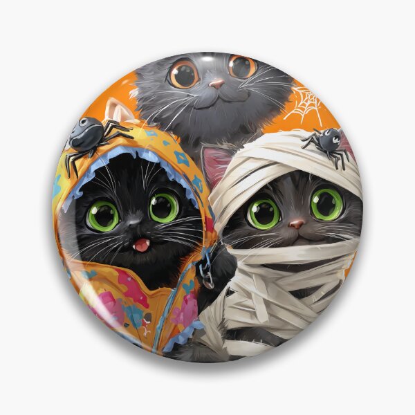 Item preview, Black Cats in Halloween Costumes – Adorable Mummy Kittens with Pumpkins and Spooky Background designed and sold by Grafititee.