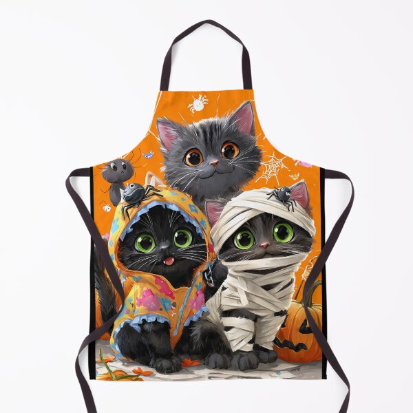 Item preview, Black Cats in Halloween Costumes – Adorable Mummy Kittens with Pumpkins and Spooky Background designed and sold by Grafititee.