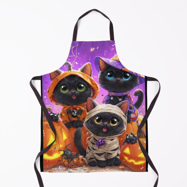 Item preview, Black Cats in Halloween Costumes – Adorable Mummy Kittens with Pumpkins and Spooky Background designed and sold by Grafititee.