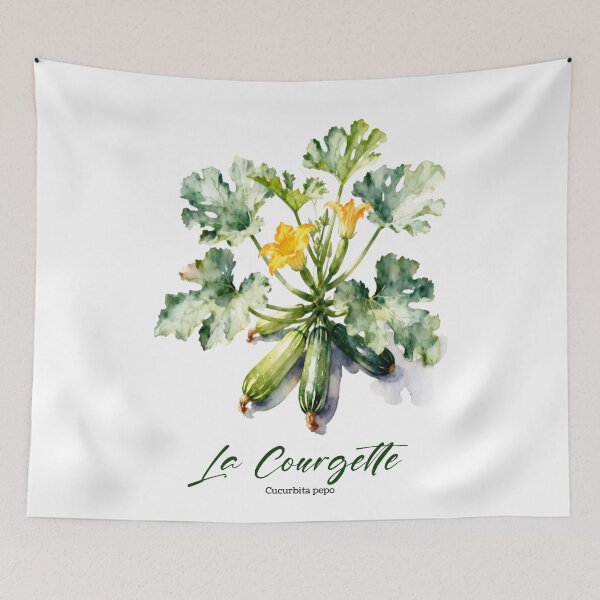 Item preview, La Courgette (Zucchini) – French Botanical Watercolor Art for Gardeners & Francophiles designed and sold by FrancophileFun.