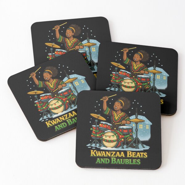Item preview, Kwanzaa Beats and Baubles – Afrocentric Drummer Holiday Artwork with Festive Lights & Winter Vibes designed and sold by AddictiveDesign.