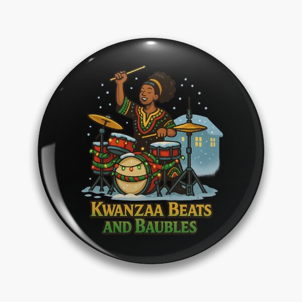 Item preview, Kwanzaa Beats and Baubles – Afrocentric Drummer Holiday Artwork with Festive Lights & Winter Vibes designed and sold by AddictiveDesign.