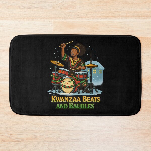 Item preview, Kwanzaa Beats and Baubles – Afrocentric Drummer Holiday Artwork with Festive Lights & Winter Vibes designed and sold by AddictiveDesign.
