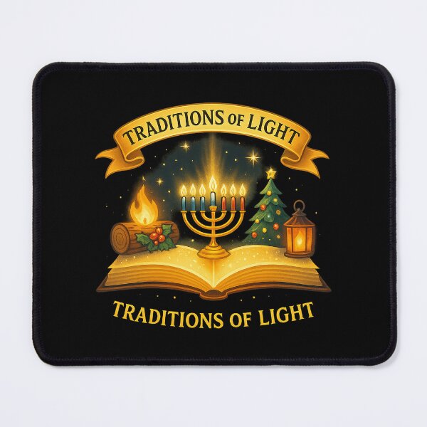 Item preview, Traditions of Light – Menorah, Yule Log, Christmas Tree & Lantern Winter Holiday Symbol Art designed and sold by AddictiveDesign.