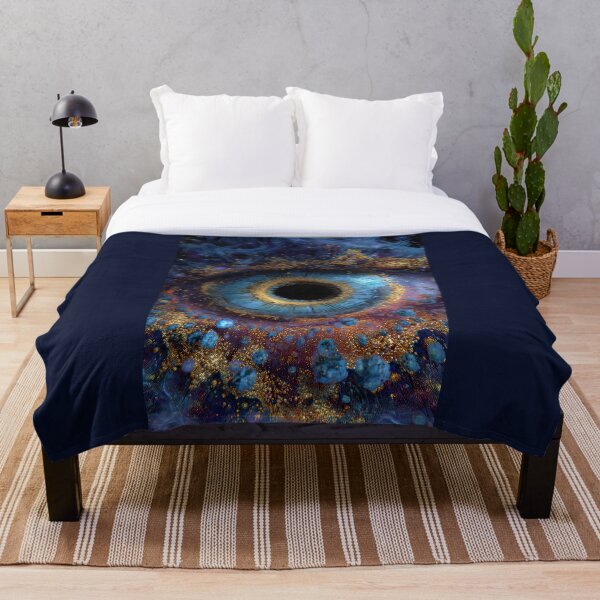 Item preview, Glitter Burst Eye Macro Blue Gold Cosmic Digital Art designed and sold by Snap2Art.