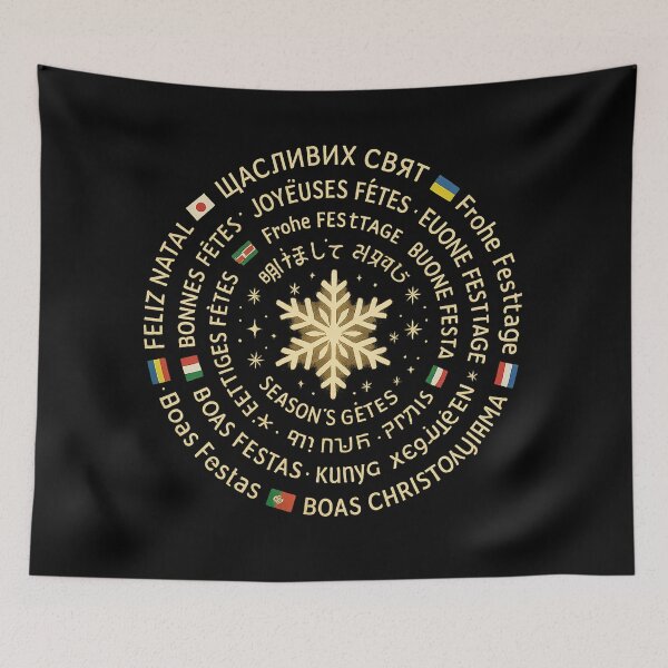 Item preview, Multilingual Season’s Greetings Snowflake – Global Holiday Wishes in Many Languages with Flags designed and sold by AddictiveDesign.
