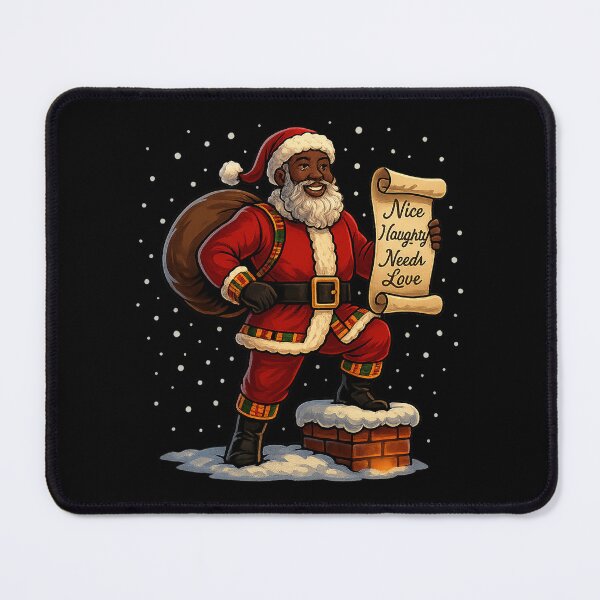 Item preview, Black Santa Nice Naughty Need Love – Afrocentric Christmas Santa Illustration with Kente Trim & Scroll designed and sold by AddictiveDesign.
