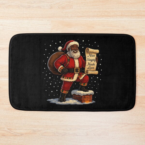 Item preview, Black Santa Nice Naughty Need Love – Afrocentric Christmas Santa Illustration with Kente Trim & Scroll designed and sold by AddictiveDesign.