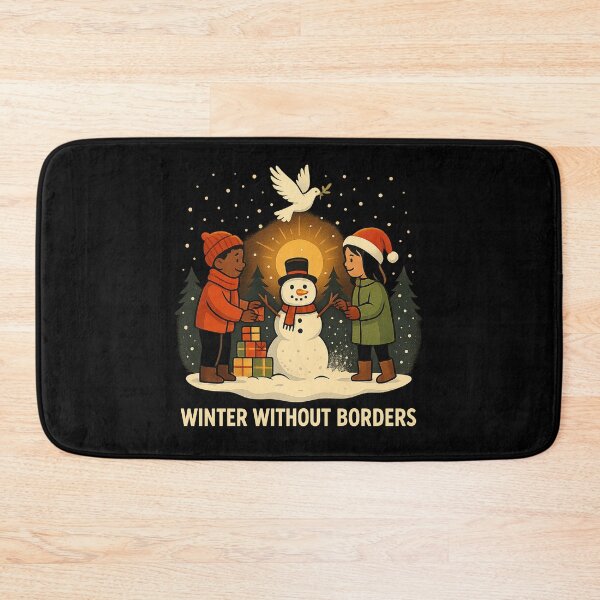 Item preview, Winter Without Borders – Multicultural Kids, Snowman, Dove of Peace & Gifts Winter Unity Illustration designed and sold by AddictiveDesign.