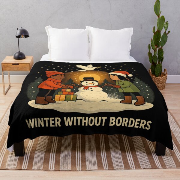Item preview, Winter Without Borders – Multicultural Kids, Snowman, Dove of Peace & Gifts Winter Unity Illustration designed and sold by AddictiveDesign.