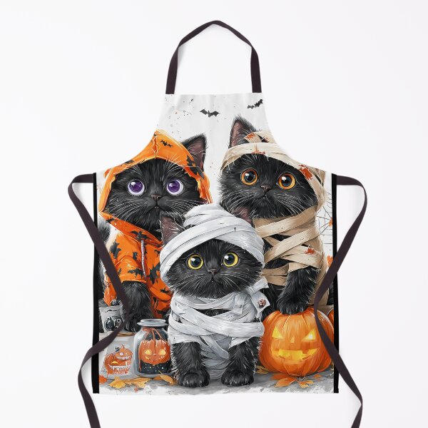 Item preview, Black Cats in Halloween Costumes – Adorable Mummy Kittens with Pumpkins and Spooky Background designed and sold by Grafititee.