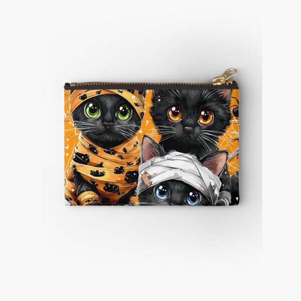 Item preview, Black Cats in Halloween Costumes – Adorable Mummy Kittens with Pumpkins and Spooky Background designed and sold by Grafititee.