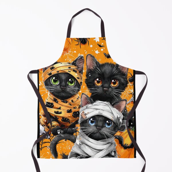 Item preview, Black Cats in Halloween Costumes – Adorable Mummy Kittens with Pumpkins and Spooky Background designed and sold by Grafititee.