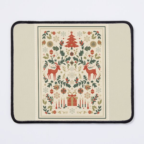 Item preview, Vintage Christmas Reindeer | Retro Holiday Botanical Art Print designed and sold by AM-little-shop.