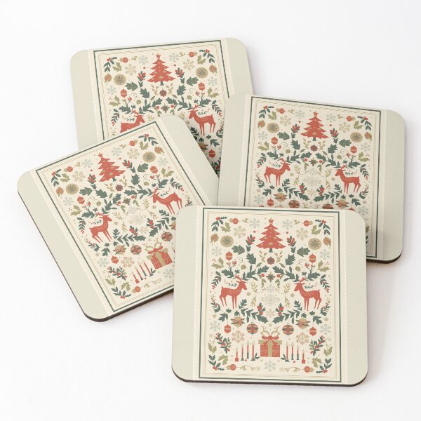 Item preview, Vintage Christmas Reindeer | Retro Holiday Botanical Art Print designed and sold by AM-little-shop.