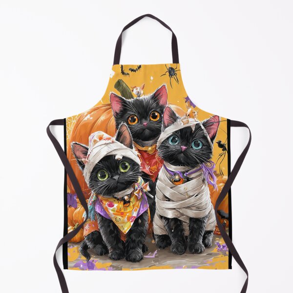 Item preview, Black Cats in Halloween Costumes – Adorable Mummy Kittens with Pumpkins and Spooky Background designed and sold by Grafititee.