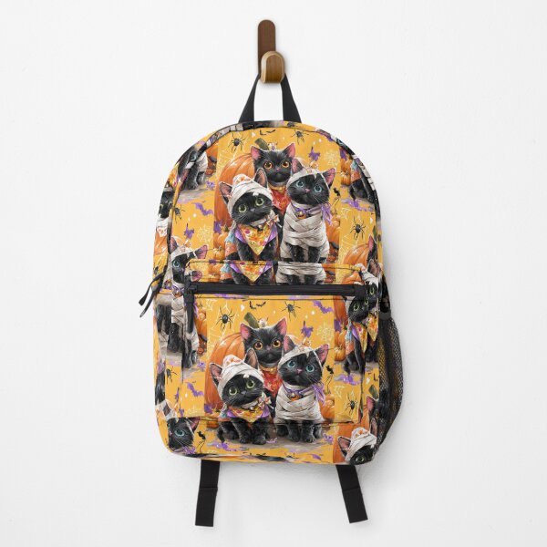 Item preview, Black Cats in Halloween Costumes – Adorable Mummy Kittens with Pumpkins and Spooky Background designed and sold by Grafititee.