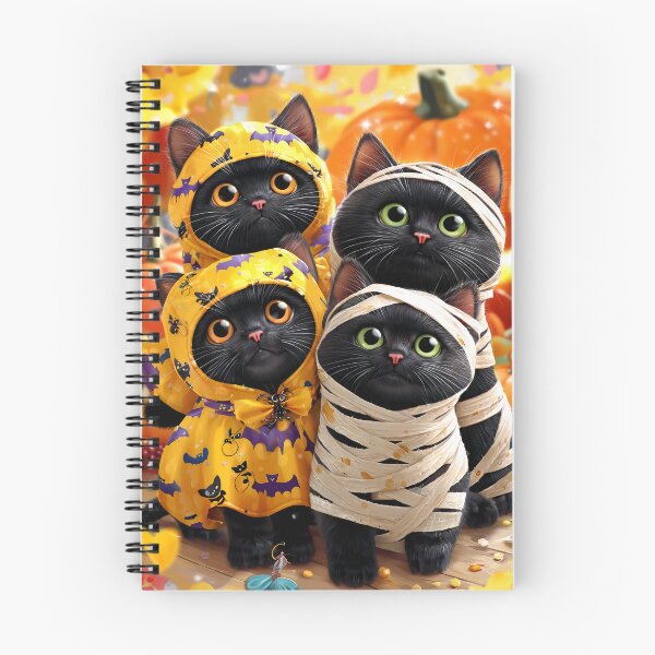 Item preview, Black Cats in Halloween Costumes – Adorable Mummy Kittens with Pumpkins and Spooky Background designed and sold by Grafititee.