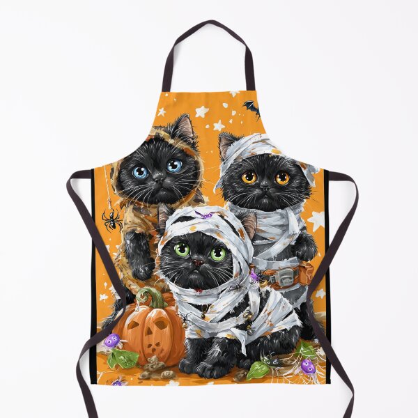 Item preview, Black Cats in Halloween Costumes – Adorable Mummy Kittens with Pumpkins and Spooky Background designed and sold by Grafititee.