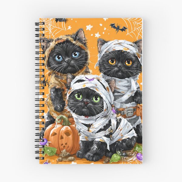 Item preview, Black Cats in Halloween Costumes – Adorable Mummy Kittens with Pumpkins and Spooky Background designed and sold by Grafititee.