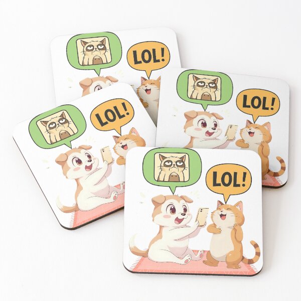 Item preview, Cute Dog & Cat Meme – LOL Funny Animal Design designed and sold by Brainy Bites19.