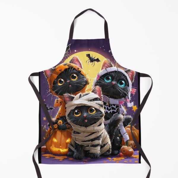 Item preview, Black Cats in Halloween Costumes – Adorable Mummy Kittens with Pumpkins and Spooky Background designed and sold by Grafititee.