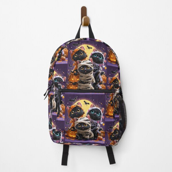 Item preview, Black Cats in Halloween Costumes – Adorable Mummy Kittens with Pumpkins and Spooky Background designed and sold by Grafititee.