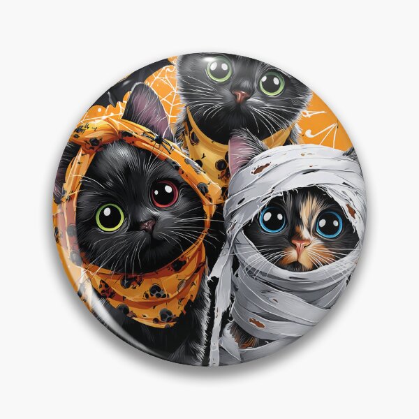 Item preview, Black Cats in Halloween Costumes – Adorable Mummy Kittens with Pumpkins and Spooky Background designed and sold by Grafititee.