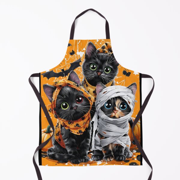 Item preview, Black Cats in Halloween Costumes – Adorable Mummy Kittens with Pumpkins and Spooky Background designed and sold by Grafititee.