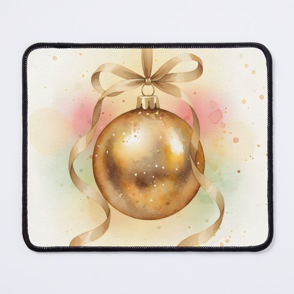 Item preview, Hanging Golden Christmas Bauble with Ribbon Watercolor designed and sold by homydesign.