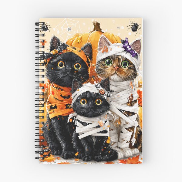 Item preview, Black Cats in Halloween Costumes – Adorable Mummy Kittens with Pumpkins and Spooky Background designed and sold by Grafititee.