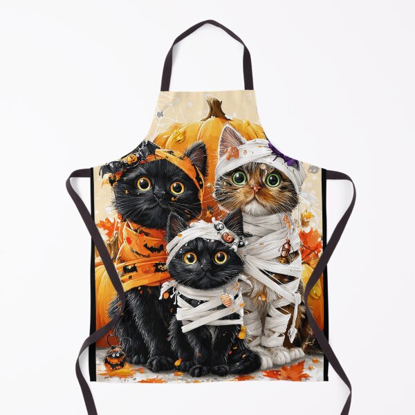 Item preview, Black Cats in Halloween Costumes – Adorable Mummy Kittens with Pumpkins and Spooky Background designed and sold by Grafititee.