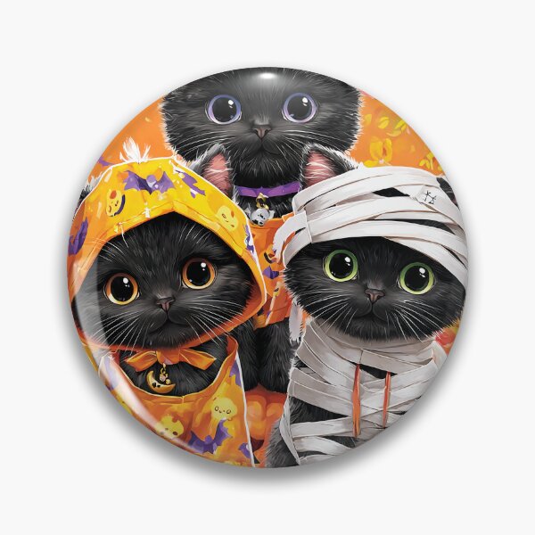 Item preview, Black Cats in Halloween Costumes – Adorable Mummy Kittens with Pumpkins and Spooky Background designed and sold by Grafititee.
