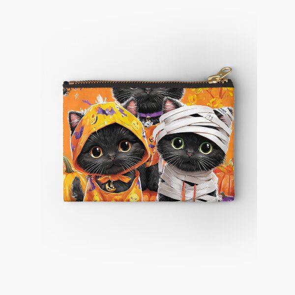 Item preview, Black Cats in Halloween Costumes – Adorable Mummy Kittens with Pumpkins and Spooky Background designed and sold by Grafititee.
