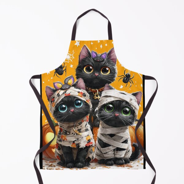 Item preview, Black Cats in Halloween Costumes – Adorable Mummy Kittens with Pumpkins and Spooky Background designed and sold by Grafititee.
