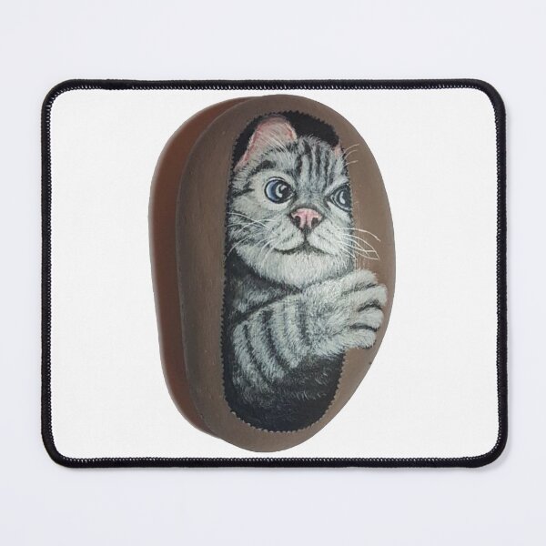 Item preview, Curious Tabby Kitten Hand-Painted Stone Art (Peek-a-Boo Cat) designed and sold by Boski22.