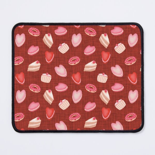 Item preview, Sweet Treats Macaron Cupcake Donut Valentines Day Bakery Desserts - Linen Dark Red designed and sold by piptompatternco.